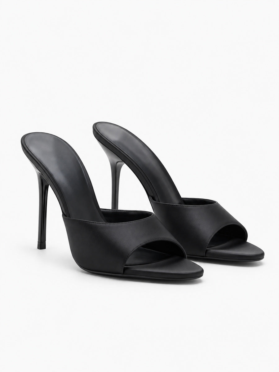 Isadora – Mule ouverte à talon femme – Noir — trois quarts