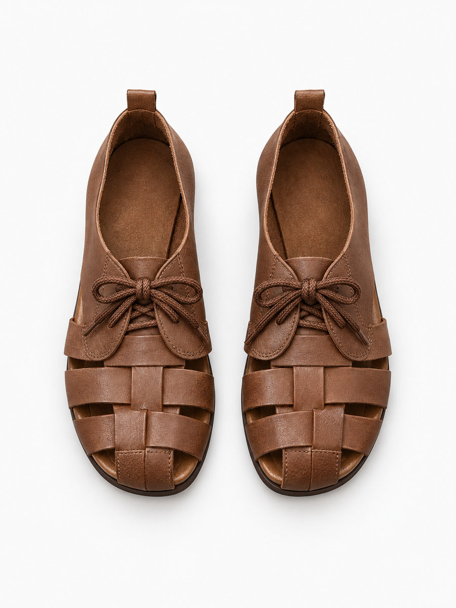 Isaline – Sandale ajourée femme – Marron — dessus