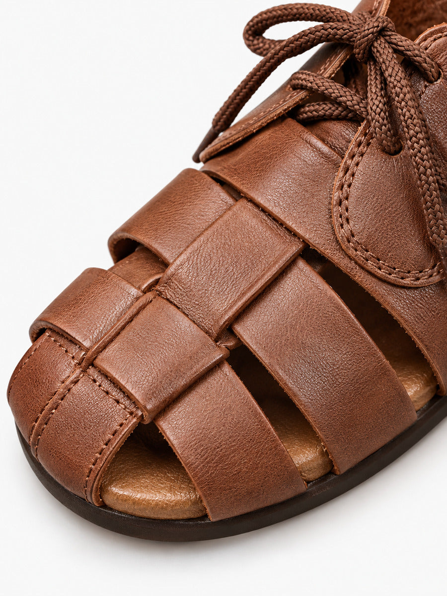 Isaline – Sandale ajourée femme – Marron — détail