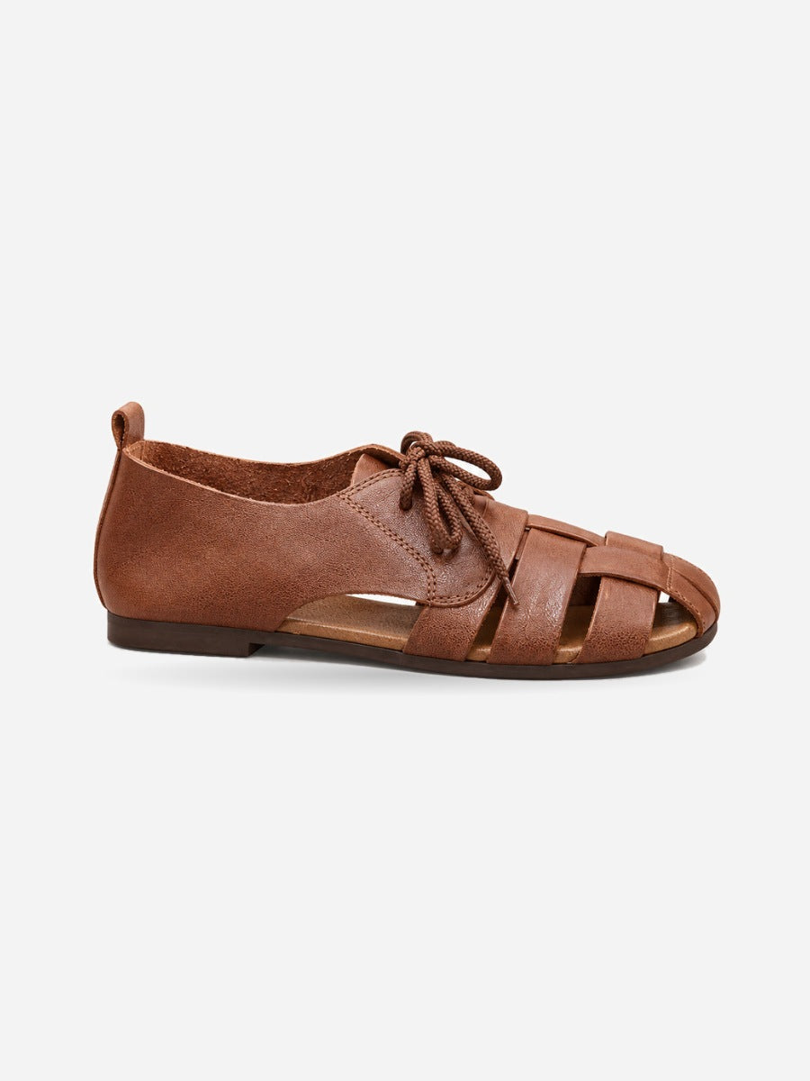 Isaline – Sandale ajourée femme – Marron — profil droit
