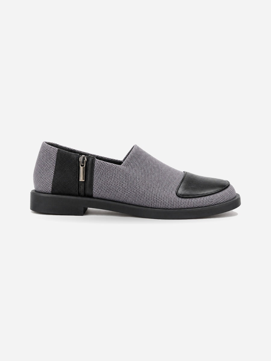 Isaure – Mocassin bas femme – Gris — profil droit