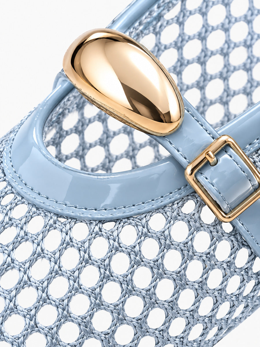 Jacinthe – Ballerine en maille femme – Bleu — détail