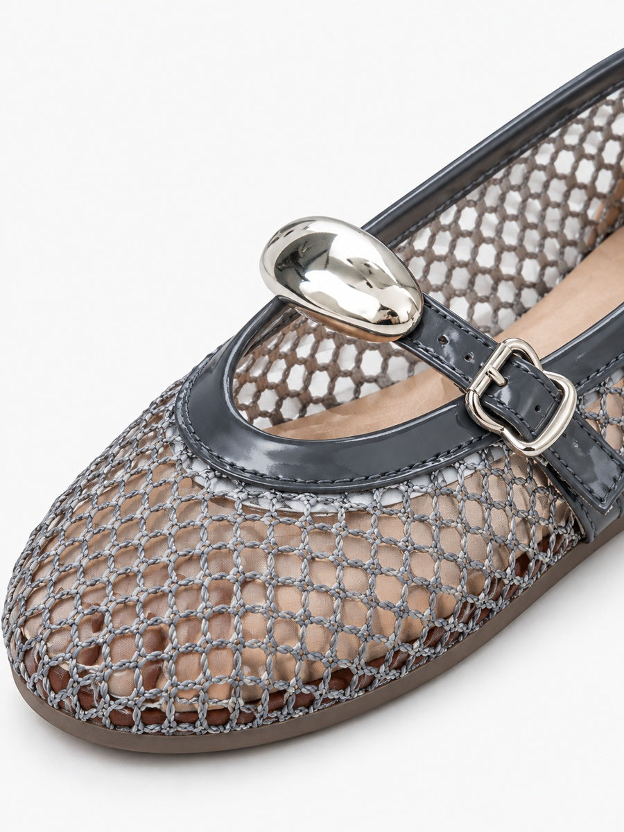 Jacinthe – Ballerine en maille femme – Gris — détail
