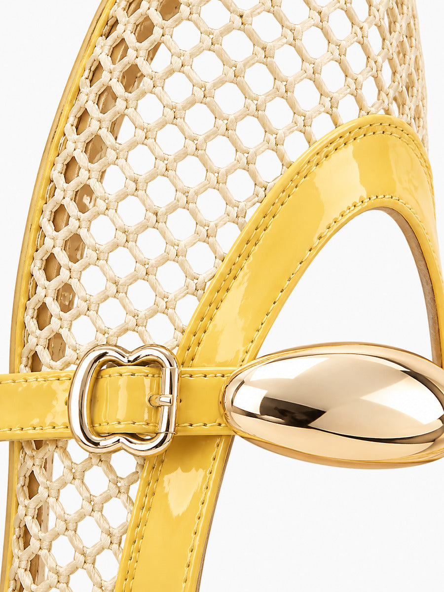 Jacinthe – Ballerine en maille femme – Jaune — détail