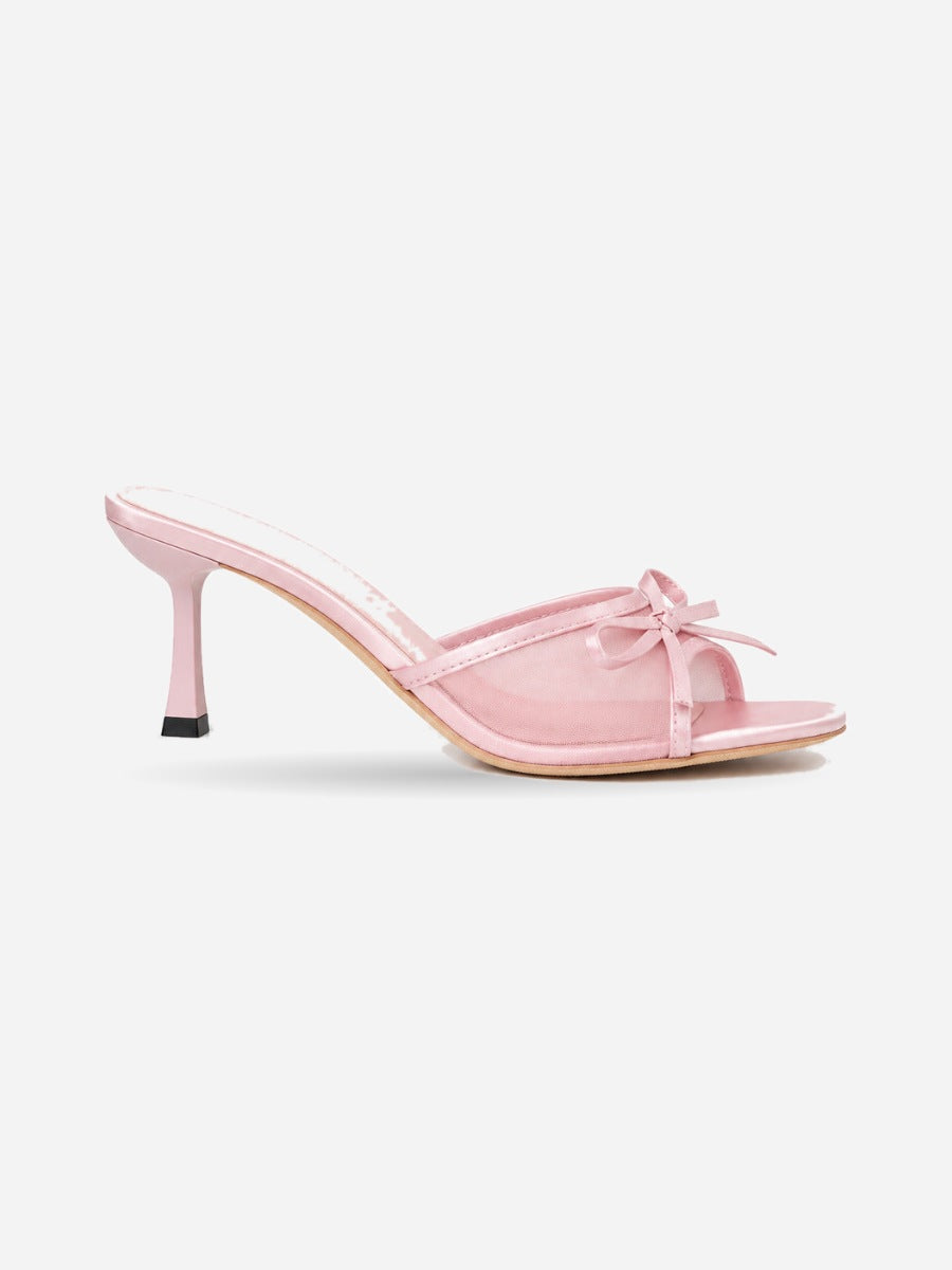 Jasmine – Sandale à talon aiguille nœud femme – Rose — profil droit