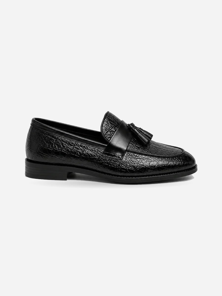 Jean – Mocassin à pampilles homme – Noir — profil droit