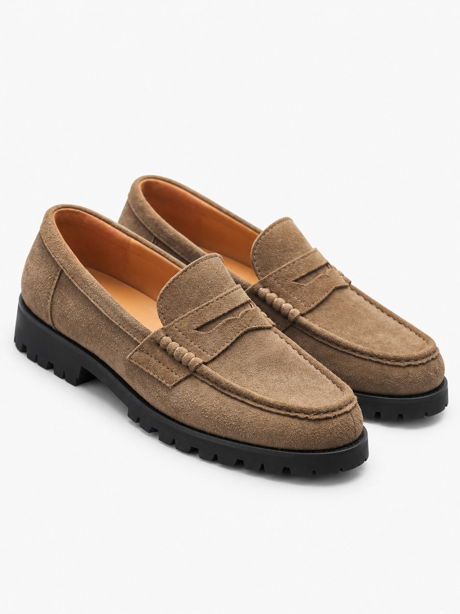 Joachim – Mocassin penny en daim marron homme — paire 3/4