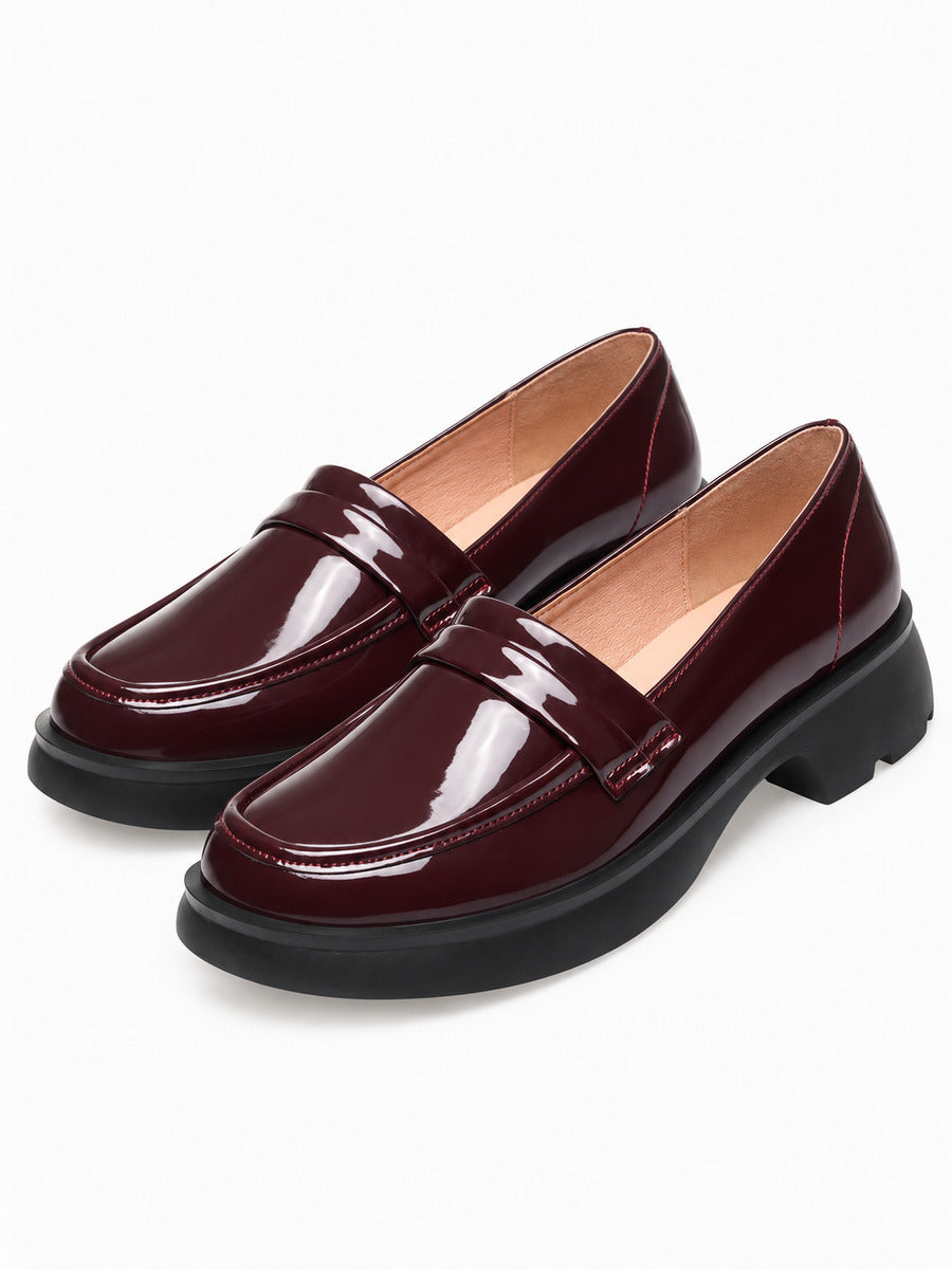 Joséphine – Mocassin à plateforme rouge femme — paire 3/4