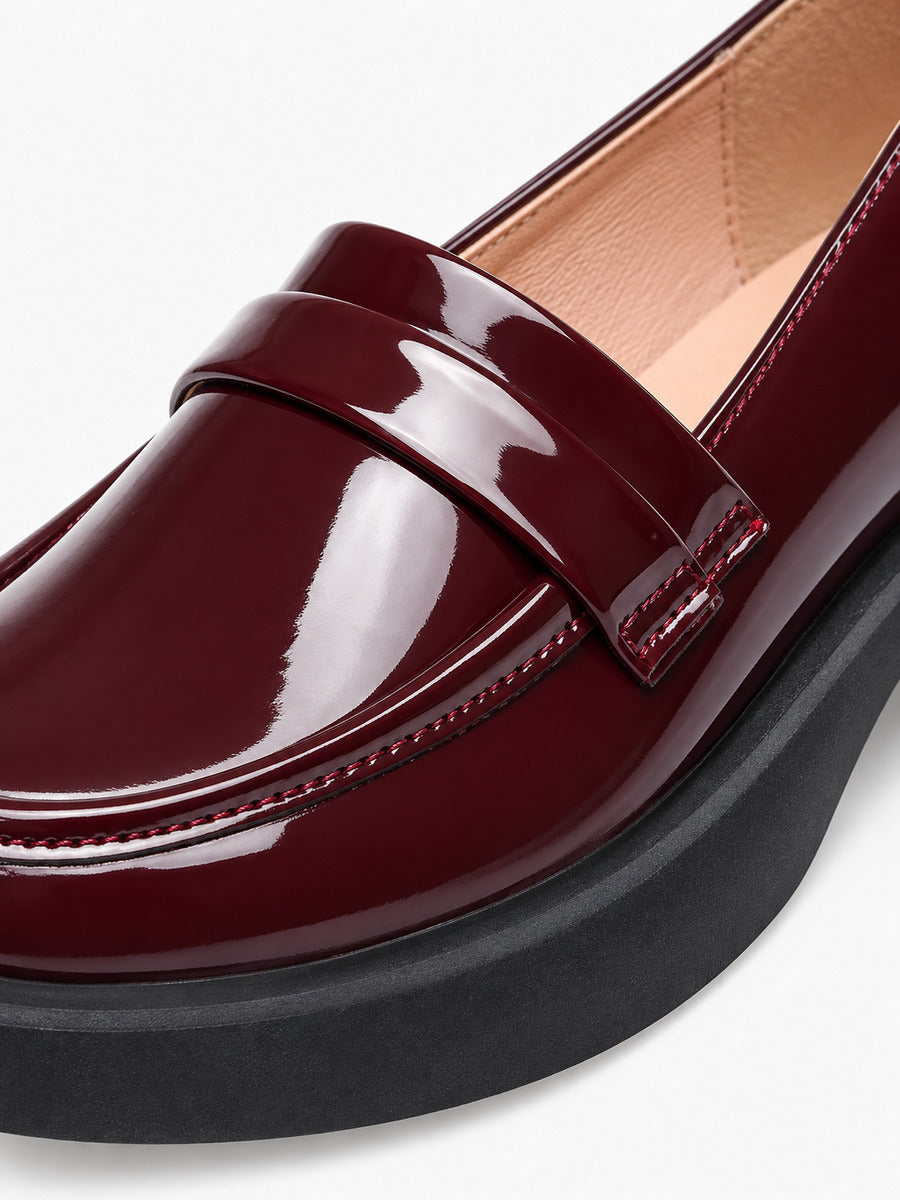 Joséphine – Mocassin à plateforme rouge femme — détail