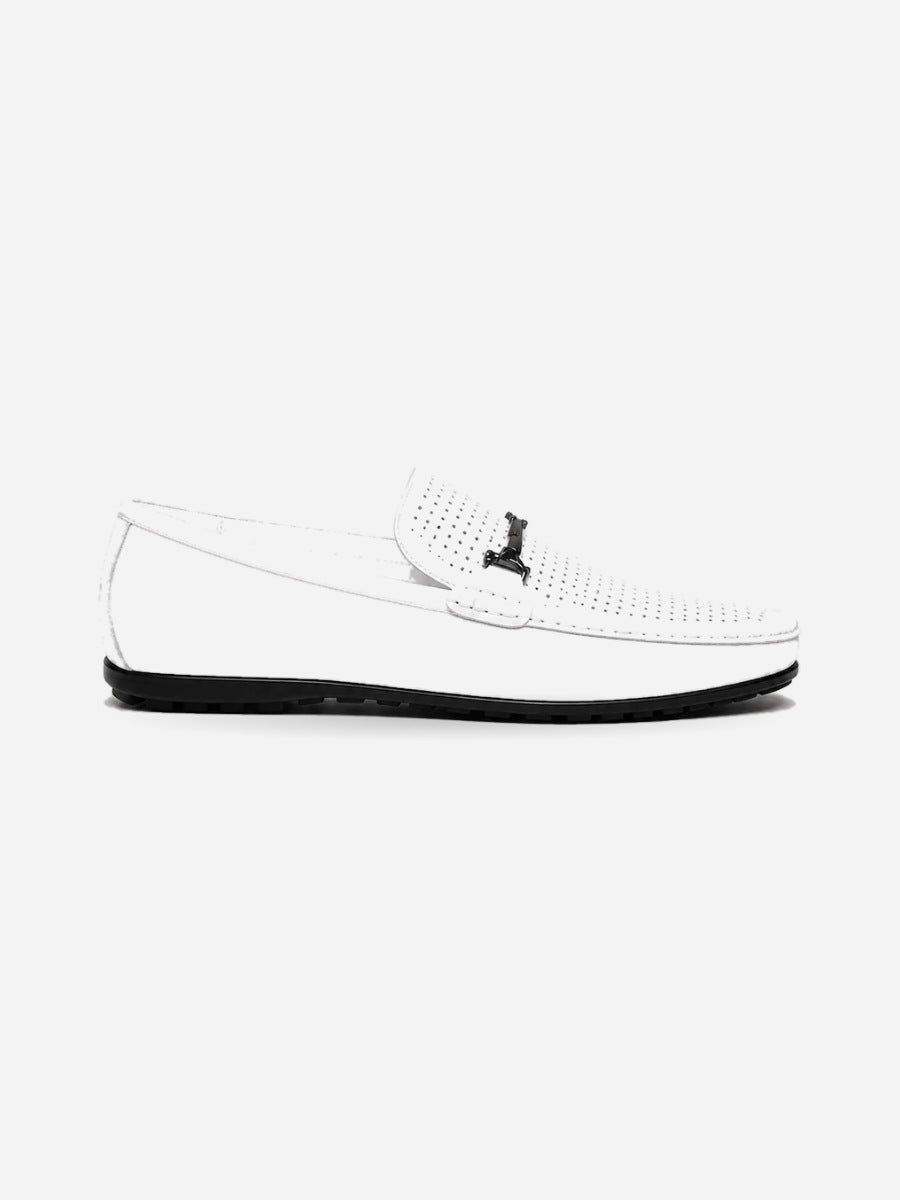 Jules – Mocassin en cuir véritable homme – Blanc — profil droit