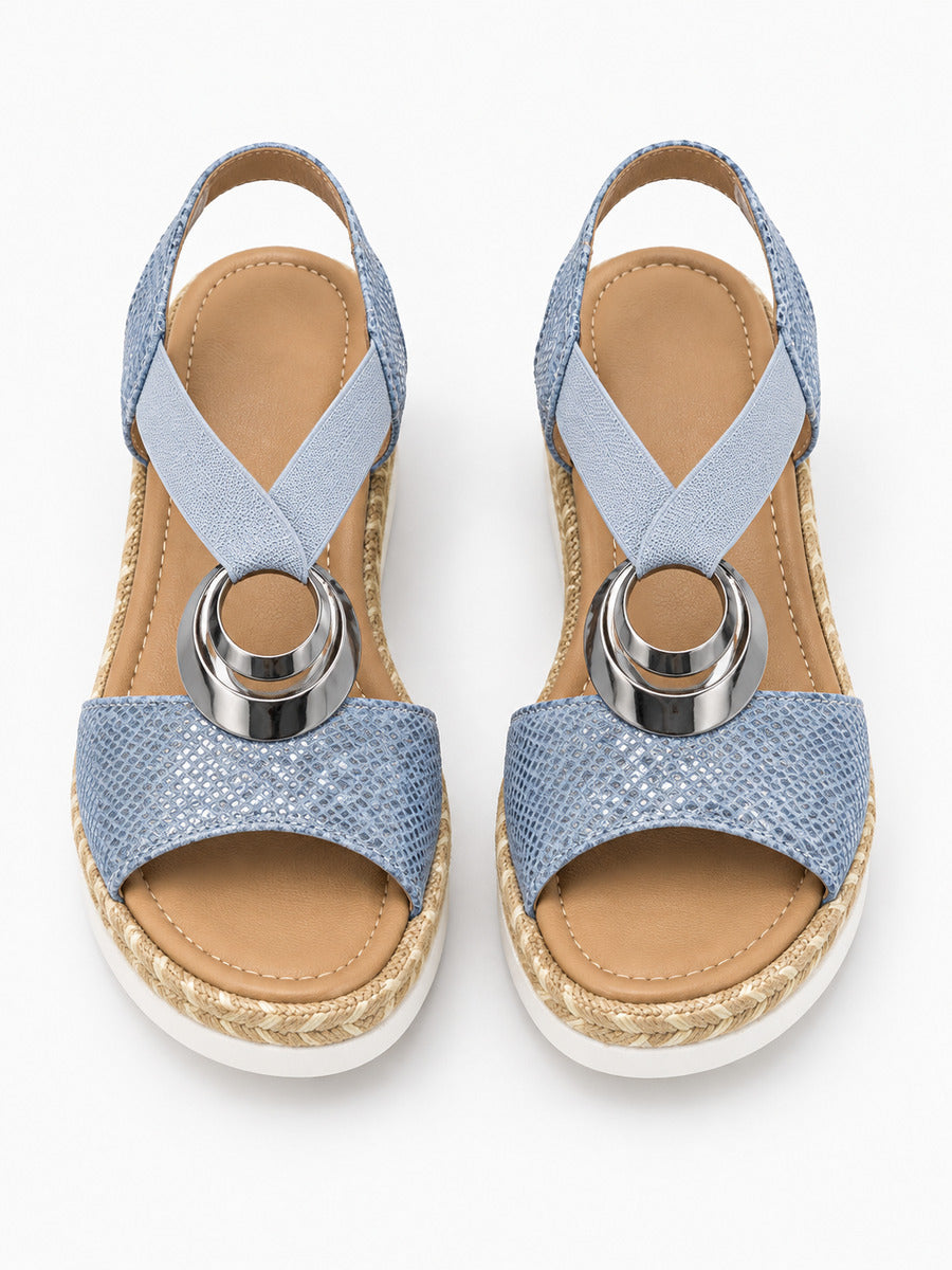 Julie – Sandale compensée gladiateur femme – Bleu — dessus