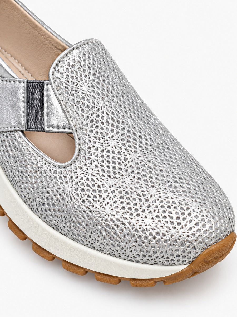 Julietta – Basket en maille femme – Argenté — détail
