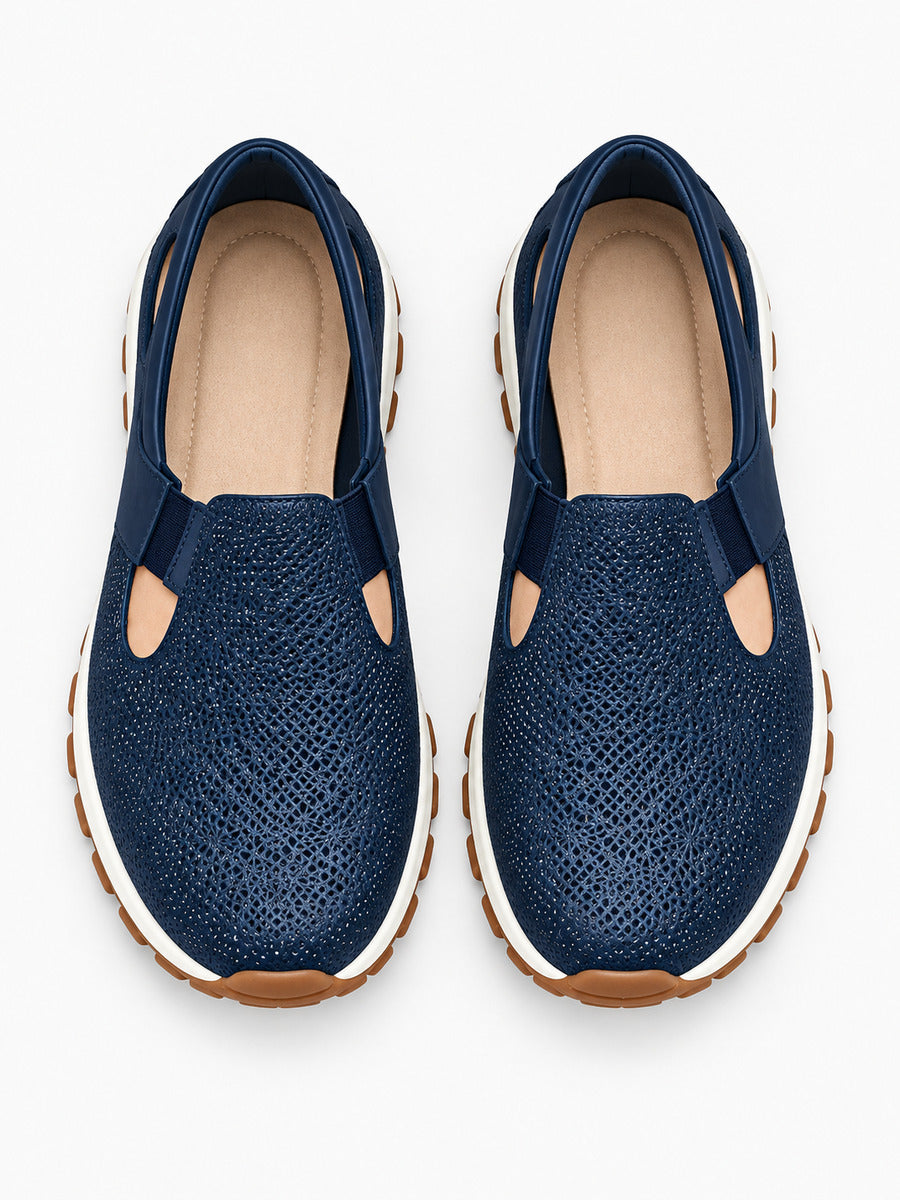 Julietta – Basket en maille femme – Bleu — dessus