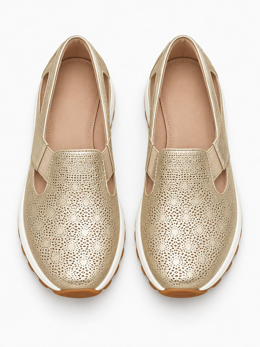 Julietta – Basket en maille femme – Doré — dessus