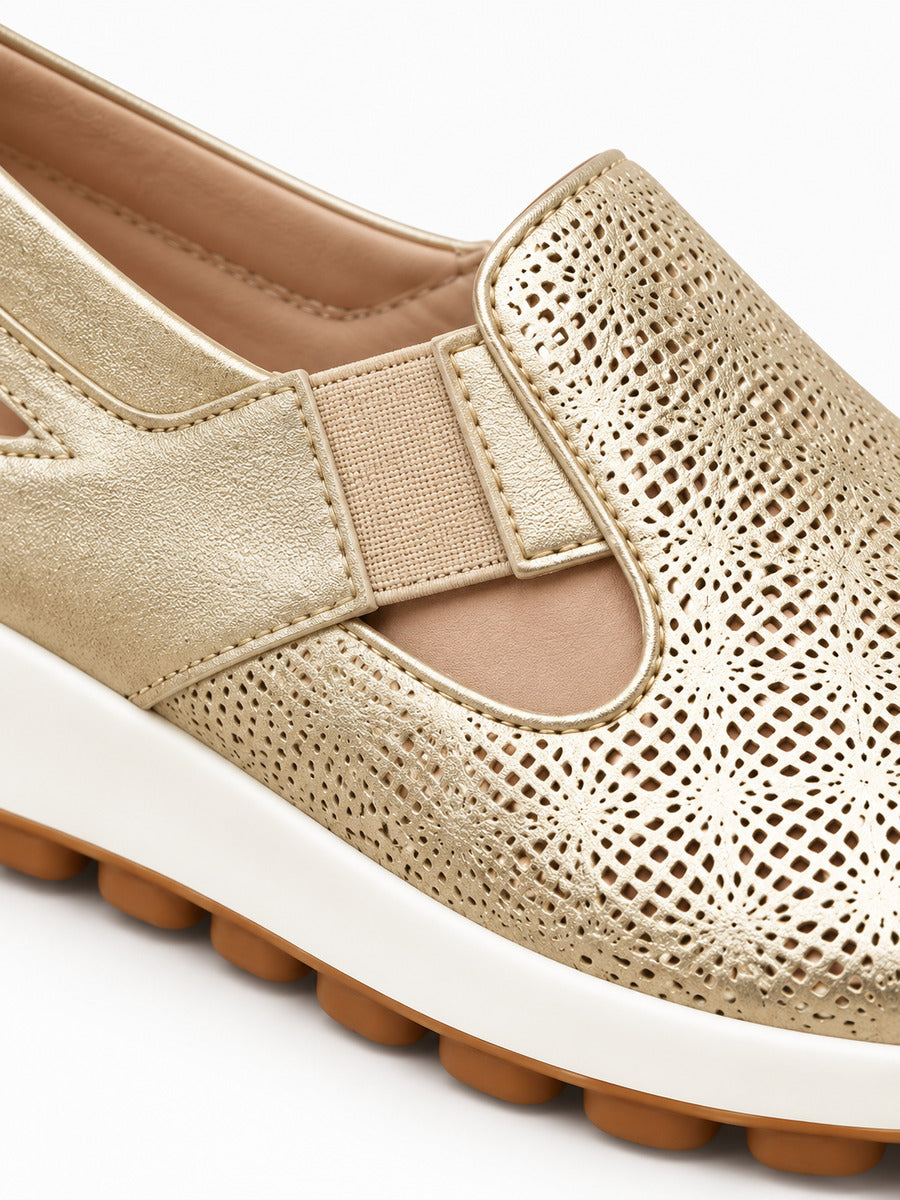 Julietta – Basket en maille femme – Doré — détail