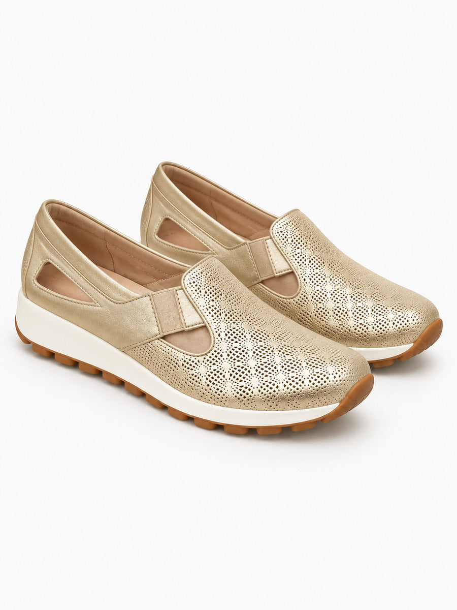 Julietta – Basket en maille femme – Doré — trois quarts