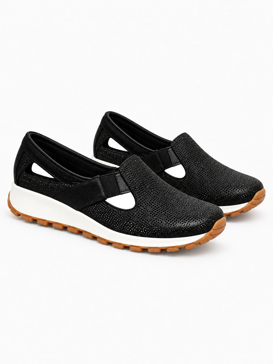 Julietta – Basket en maille femme – Noir — trois quarts
