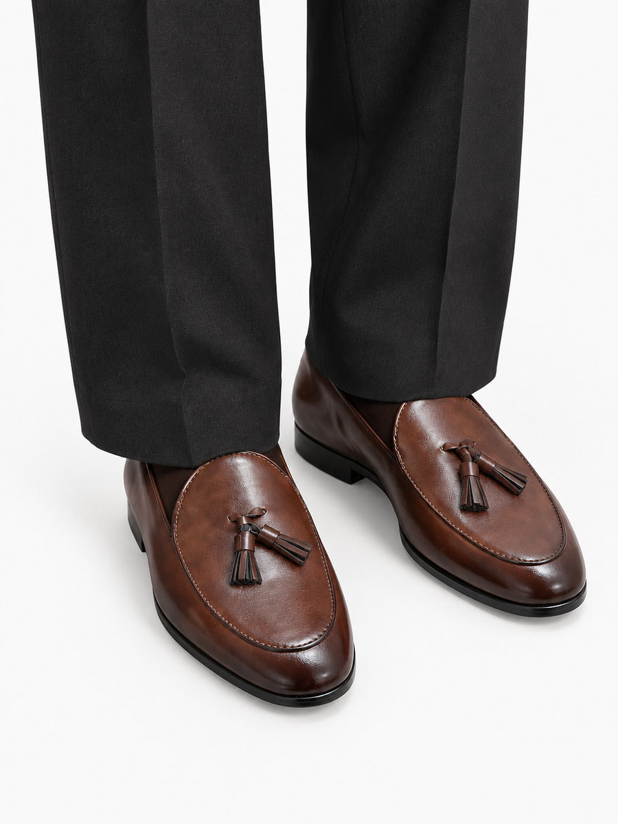 Kévin – Mocassin à glands homme – Marron — portée