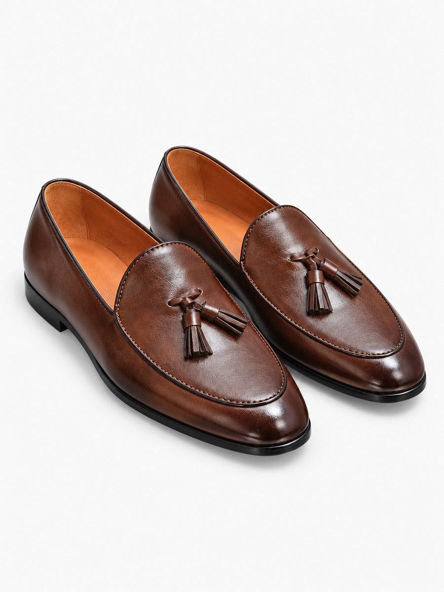 Kévin – Mocassin à glands homme – Marron — trois quarts