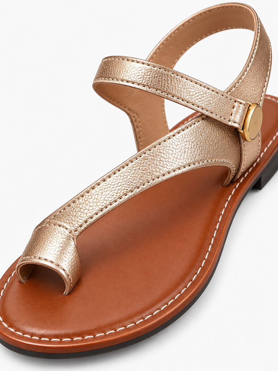 Laetitia – Tong à talon bas femme – Doré — détail