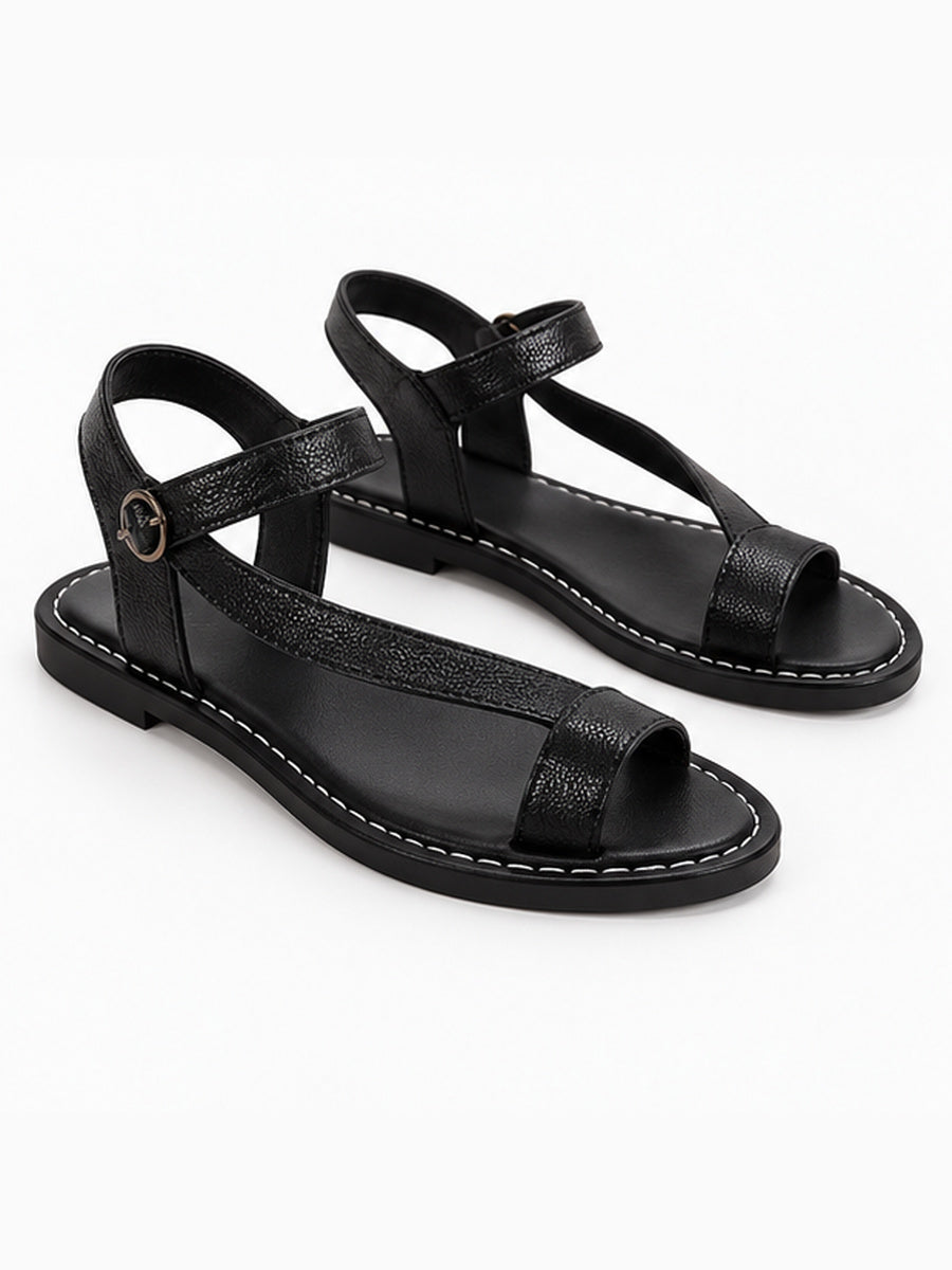 Laetitia – Tong à talon bas femme – Noir — trois quarts
