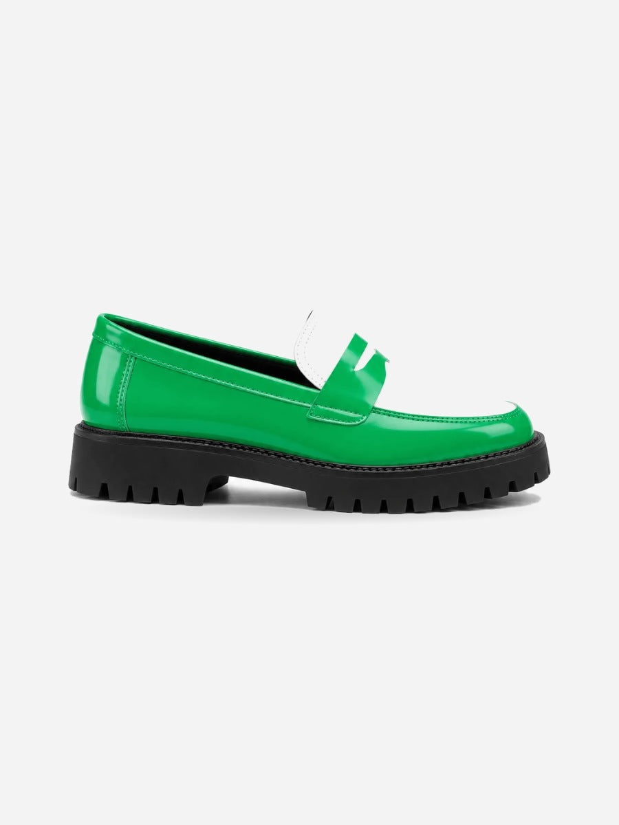 Landry – Mocassin british homme – Vert — profil droit