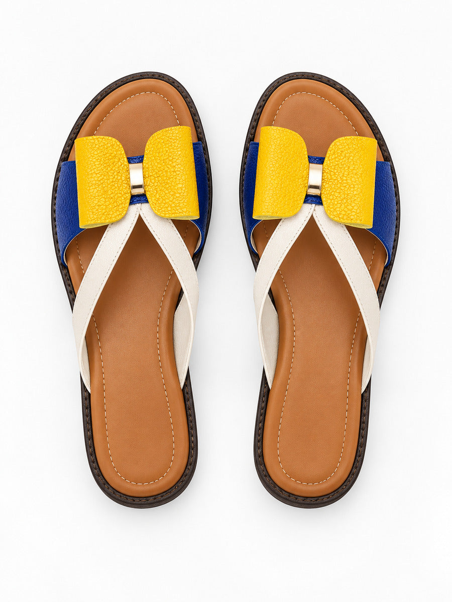 Larissa – Sandale à nœud femme – Jaune — dessus