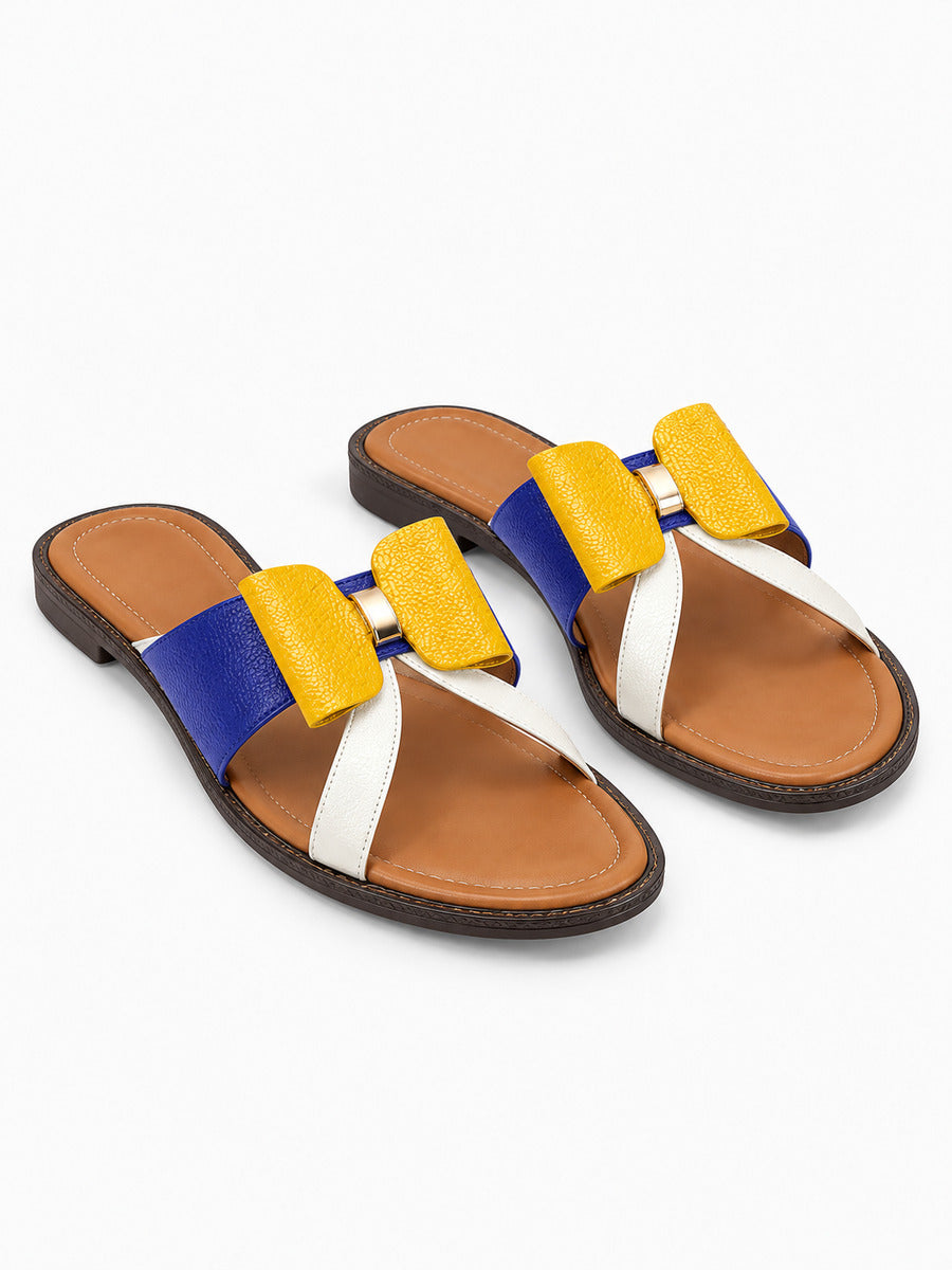 Larissa – Sandale à nœud femme – Jaune — trois quarts