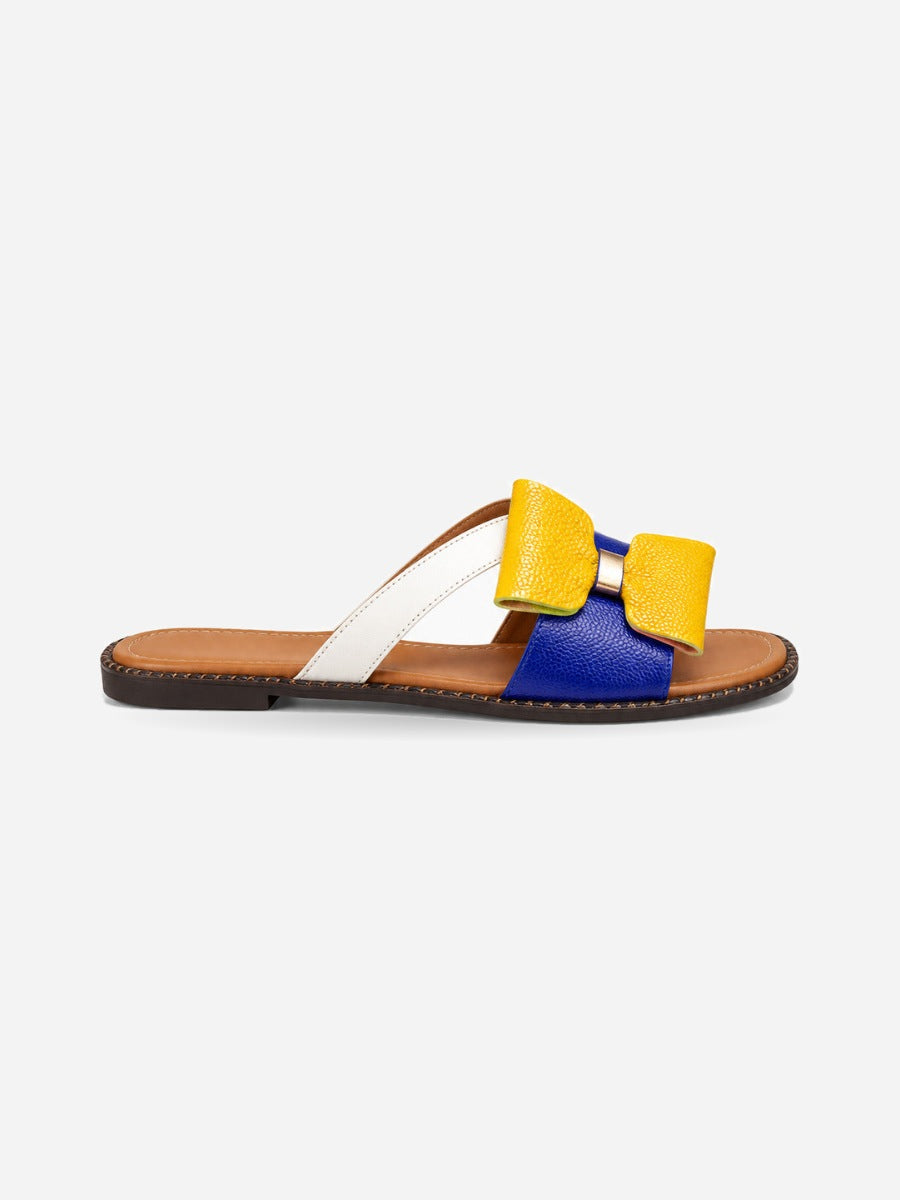 Larissa – Sandale à nœud femme – Jaune — profil droit