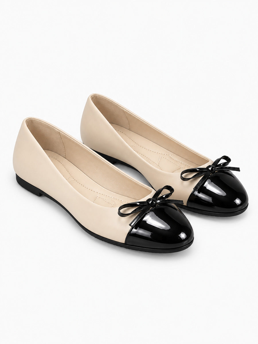 Laurence – Escarpin à nœud femme – Beige — trois quarts