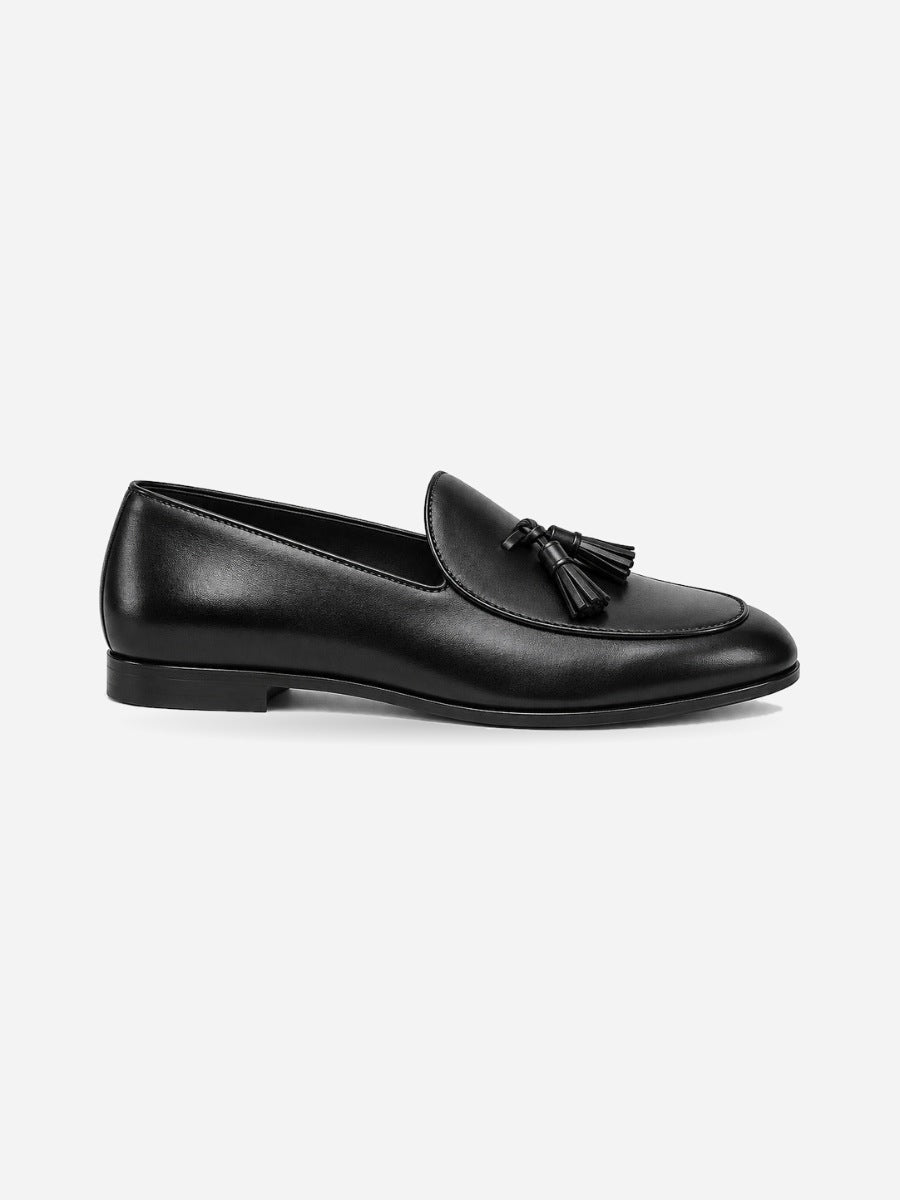 Laurent – Mocassin à glands homme – Noir — profil droit
