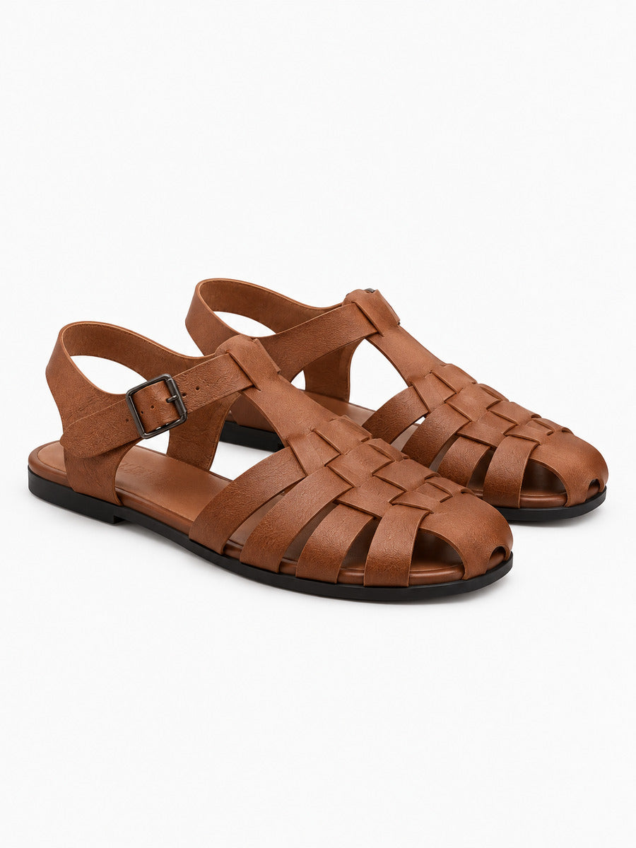 Laurine – Sandale de marche femme – Marron — trois quarts