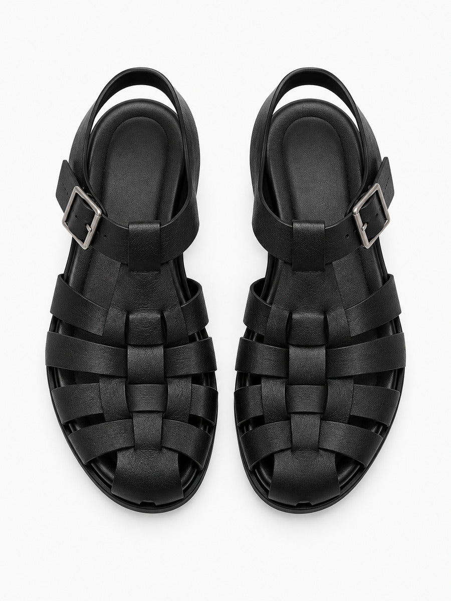 Laurine – Sandale de marche femme – Noir — dessus