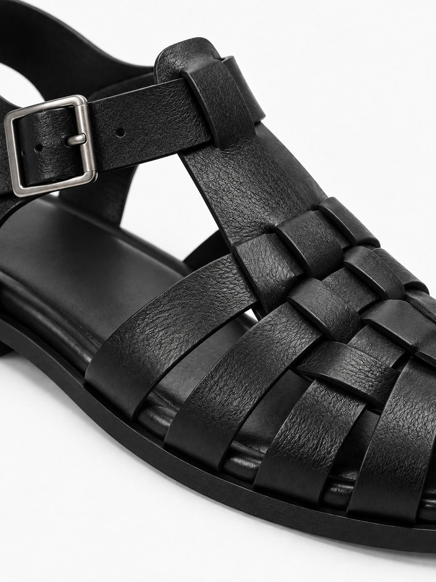 Laurine – Sandale de marche femme – Noir — détail