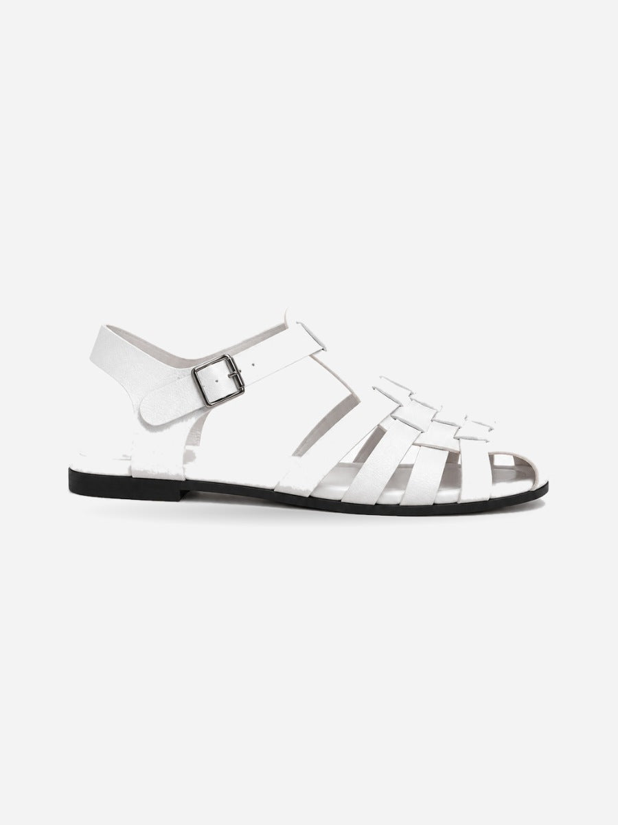 Laurine – Sandale de marche femme – Blanc — profil droit