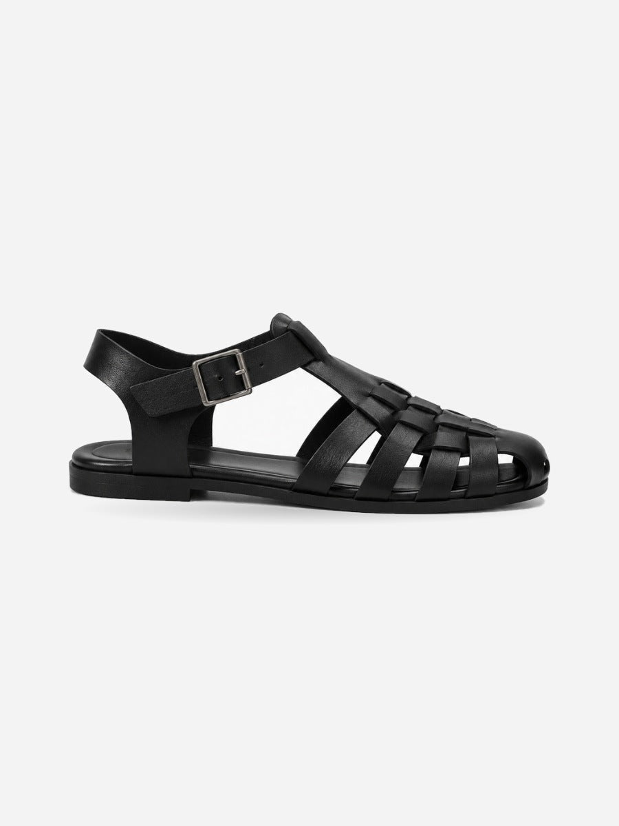 Laurine – Sandale de marche femme – Noir — profil droit
