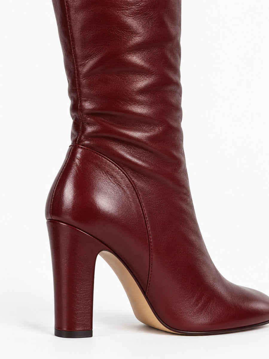 Léna – Botte haute en cuir à talon épais femme — détail