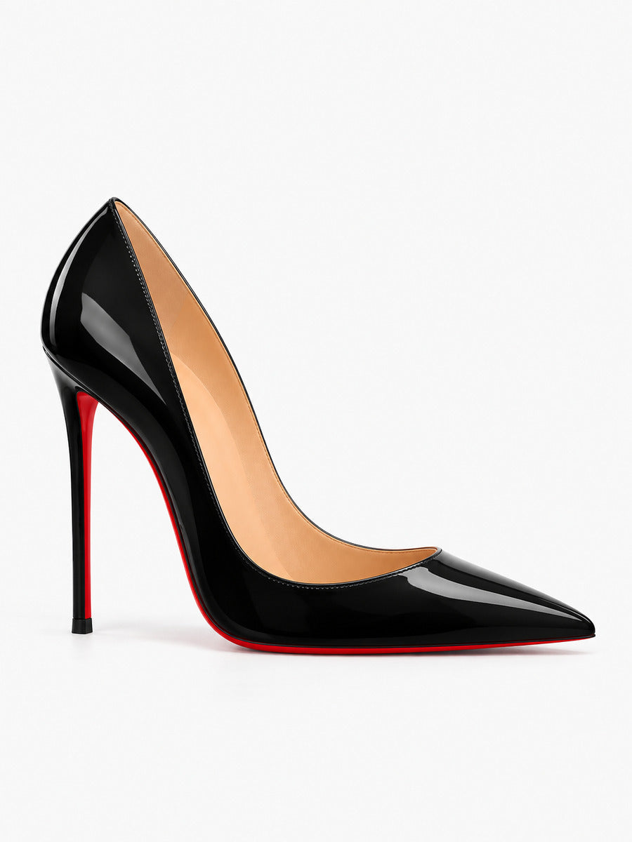 Léonie – Escarpin noir à talon haut femme — profil droit