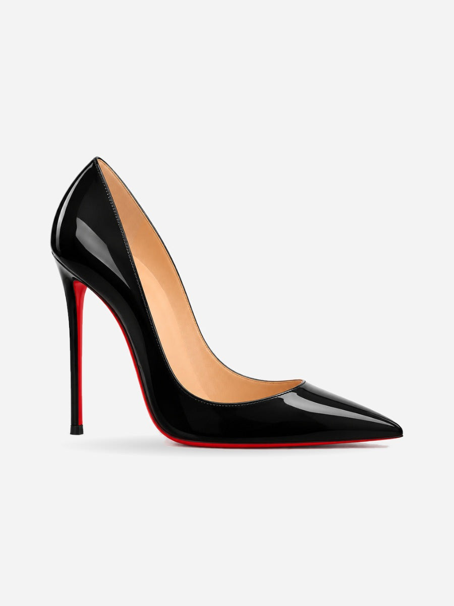 Léonie – Escarpin noir à talon haut femme — profil droit
