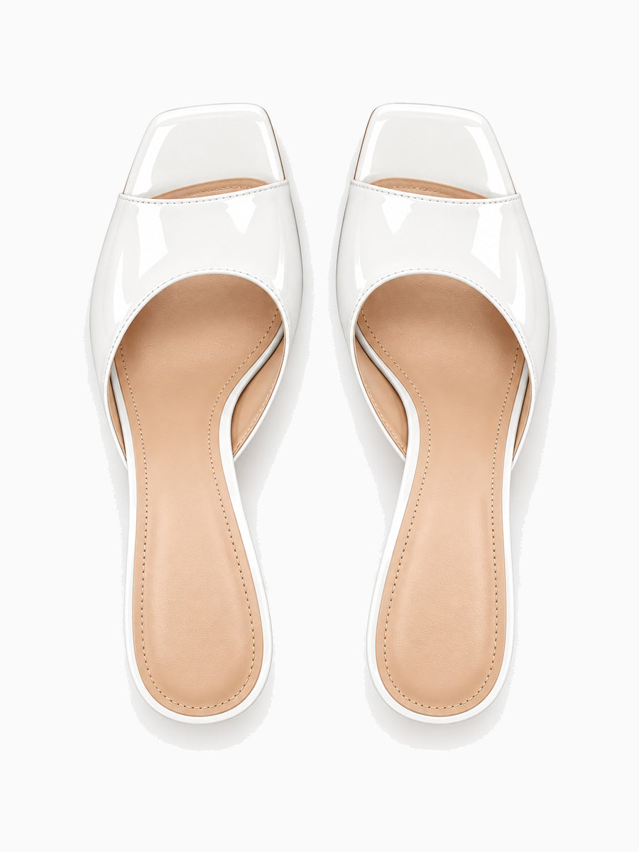 Linda – Sandale à talon carré femme – Blanc — dessus