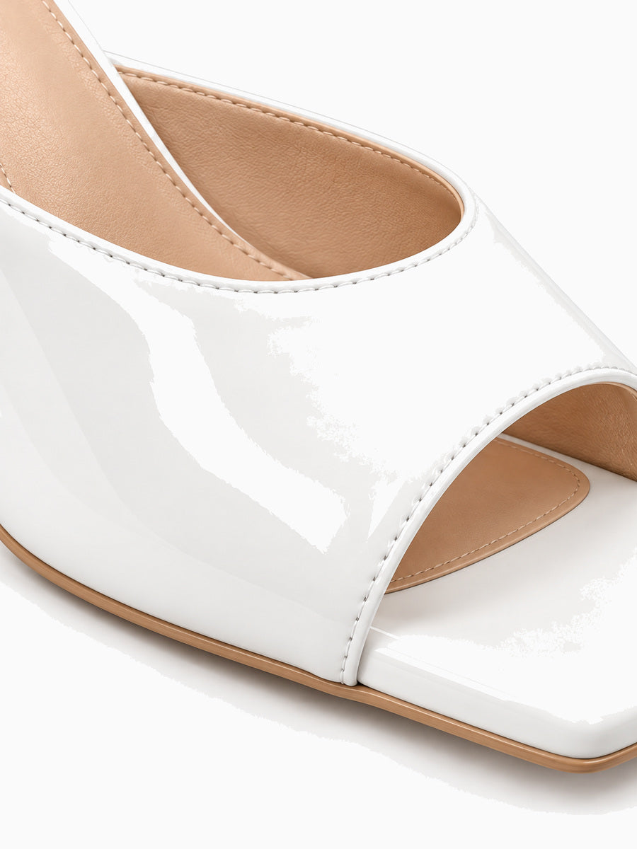 Linda – Sandale à talon carré femme – Blanc — détail