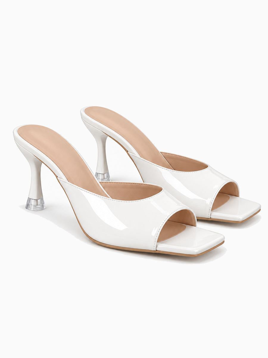 Linda – Sandale à talon carré femme – Blanc — trois quarts