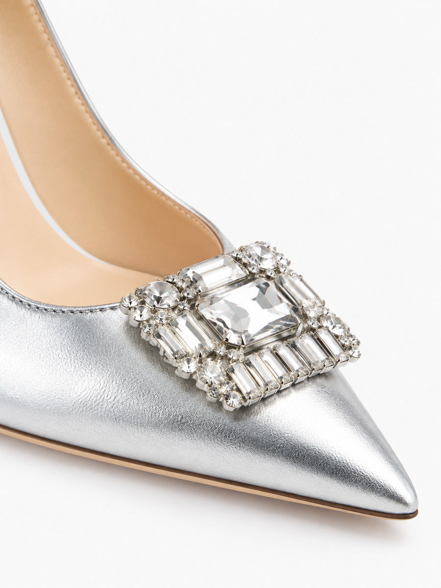 Lisa – Escarpin argenté à strass femme — détail