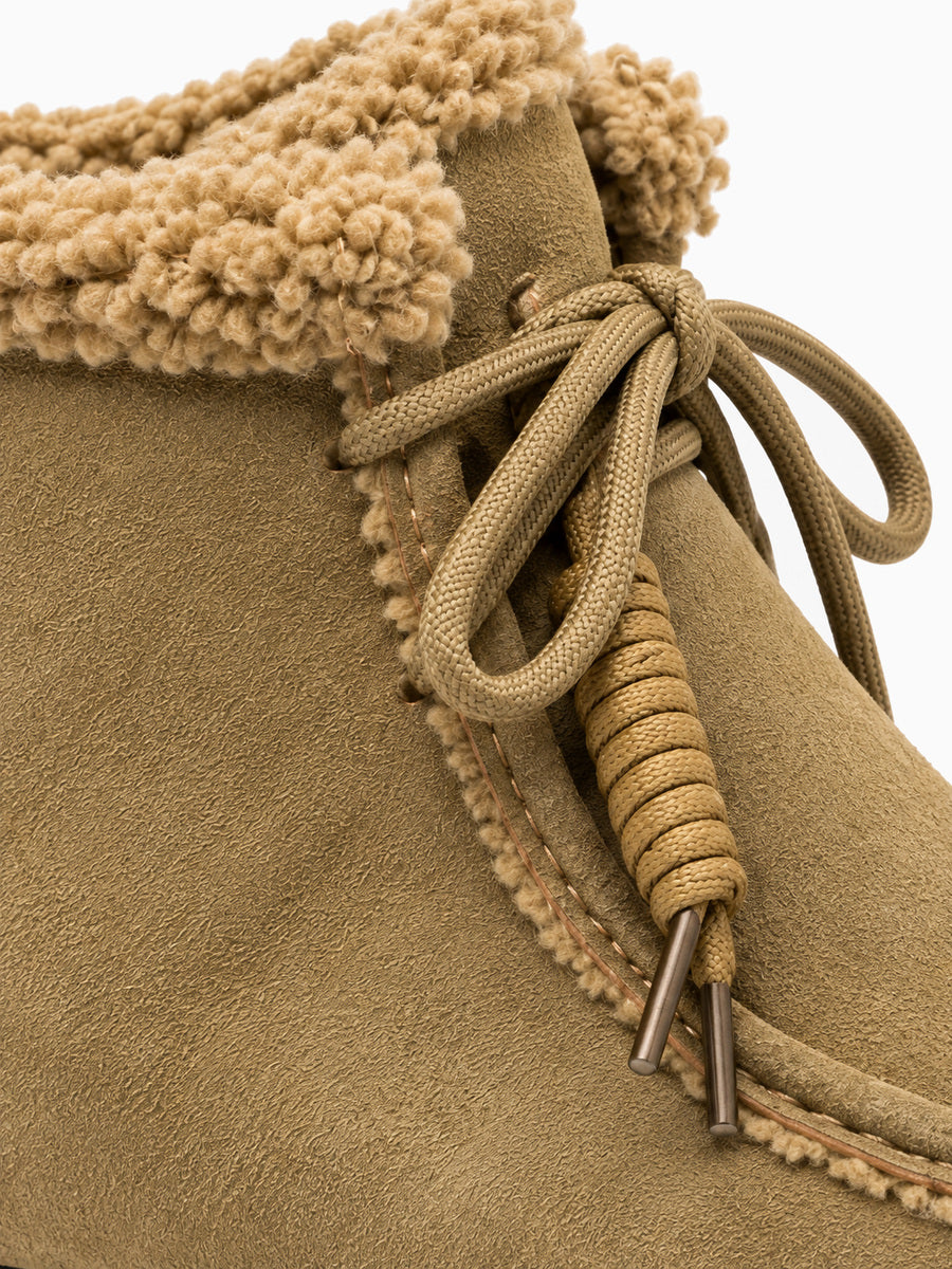 Livia – Bottine fourrée plate femme – Kaki — détail