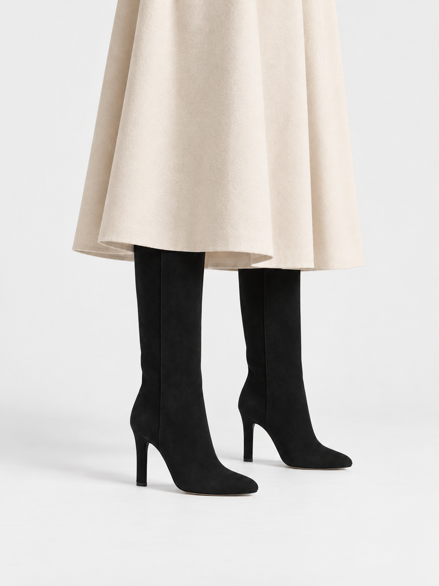 Lola – Botte haute à talon haut femme – Noir — portée