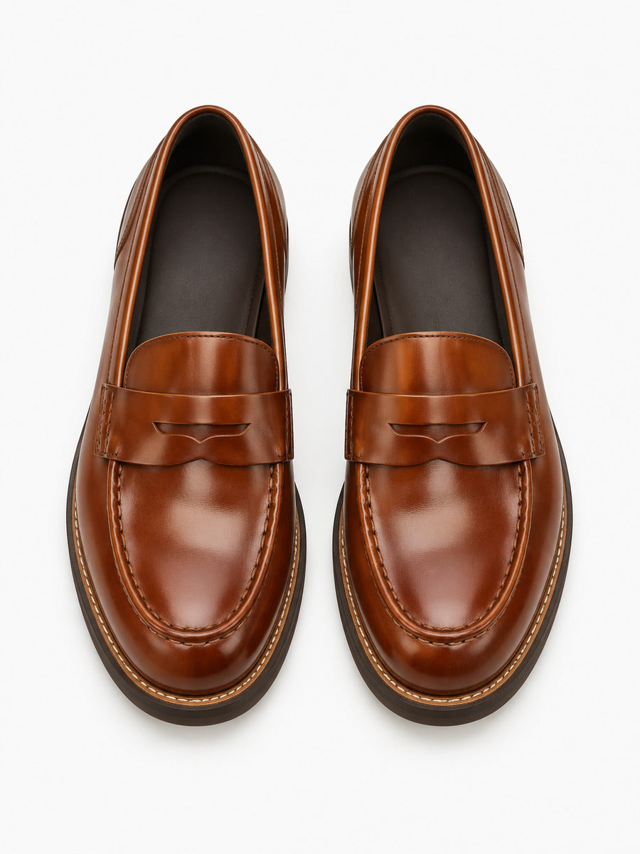 Lorenzo – Mocassin en cuir homme – Marron — dessus