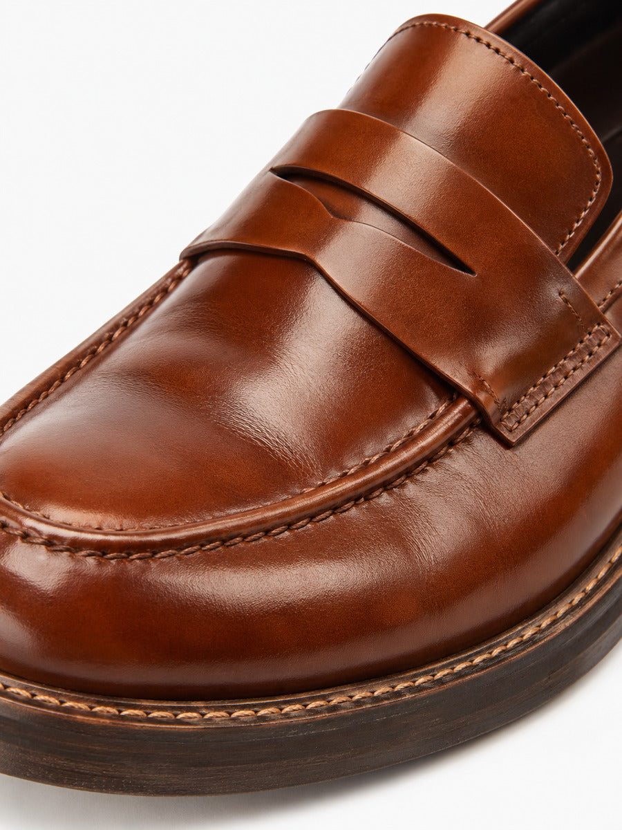 Lorenzo – Mocassin en cuir homme – Marron — détail