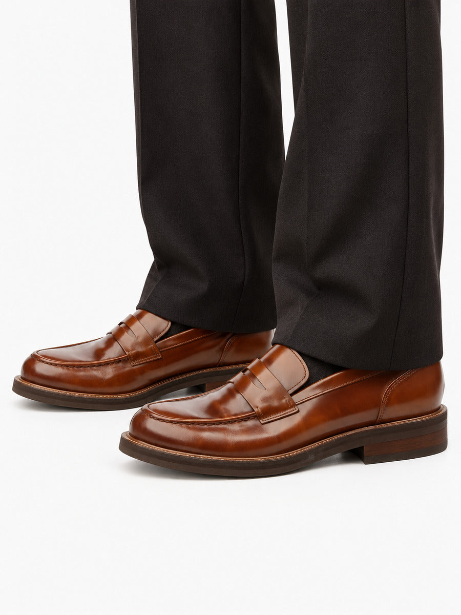 Lorenzo – Mocassin en cuir homme – Marron — portée