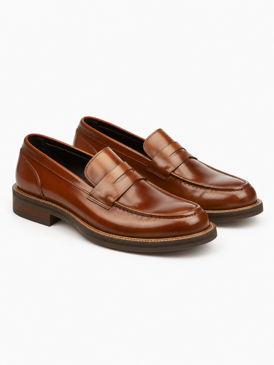 Lorenzo – Mocassin en cuir homme – Marron — trois quarts