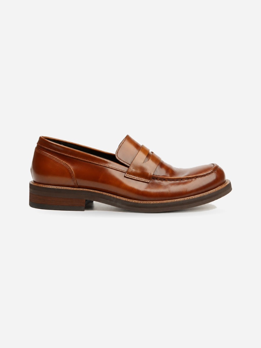 Lorenzo – Mocassin en cuir homme – Marron — profil droit
